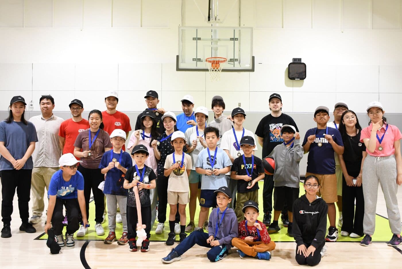 Basketball program group with medals
